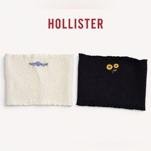 Hollister Smocked Tube Tops (2-Pack) White & Black Floral